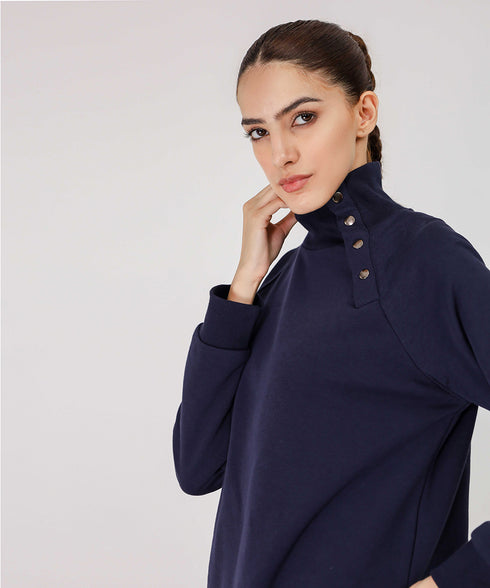 Women's Snap Button Mock Neck